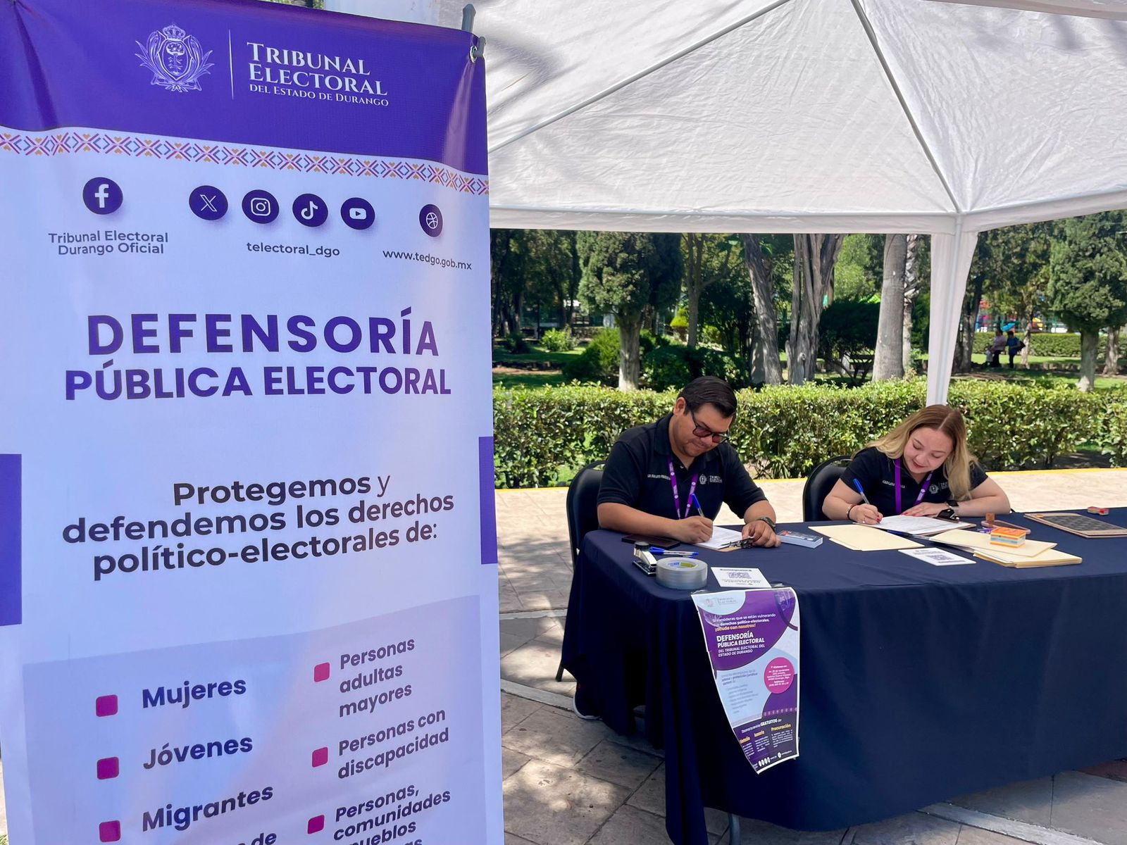 Instalación del módulo itinerante de la Defensoría Pública Electoral en el Parque Guadiana