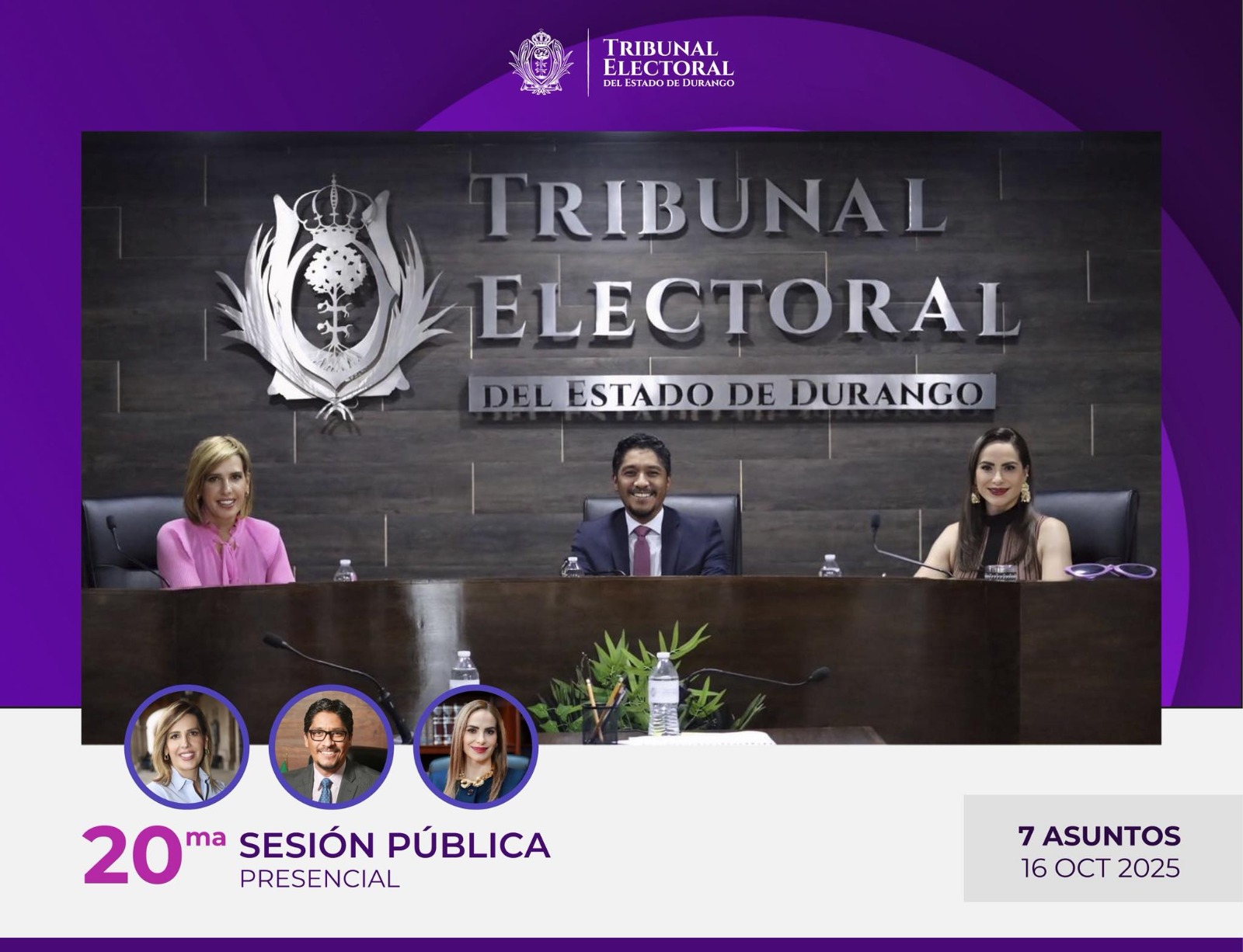 El Tribunal Electoral del Estado de Durango resuelve siete medios de impugnación en su vigésima sesión pública